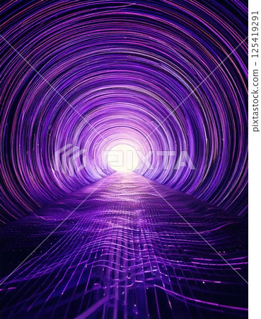 Purple glowing data tunnel (AI generated image) 125419291