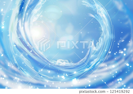 明亮光線下水旋轉和飛濺的背景照片（水分、乳液、水、活力） 125419292