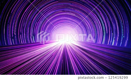 Purple glowing data tunnel (AI generated image) 125419299