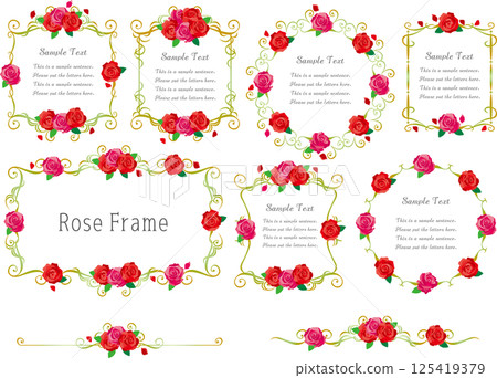 Vintage calligraphy style frame material 107 <Rose frame, decorative border, decorative frame, flower> Vintage calligraphy style frame material 107 <Rose frame, decorative border, decorative frame, flower> 125419379