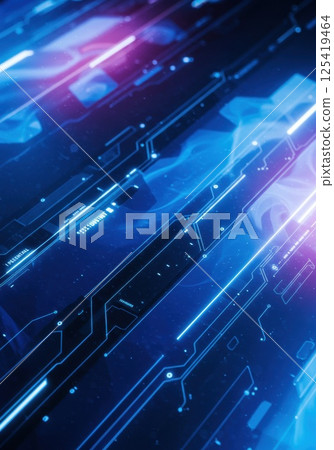 Blue and purple futuristic screen background (ai generated image) 125419464