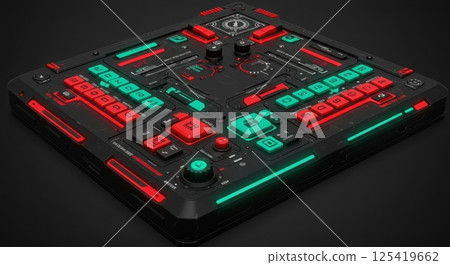 紅色和青色的對稱面板組合（ai 產生的影像） 125419662