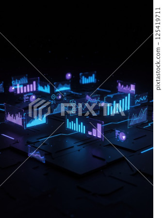 Future information wall of floating charts (AI generated image) 125419711