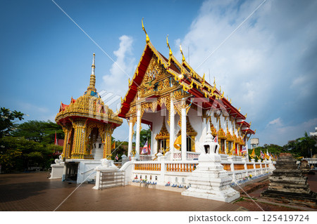 Nonthaburi, Thailand, March 15, 2025, Exploration of Wat Chomphuwek Temple during a sunny day 125419724