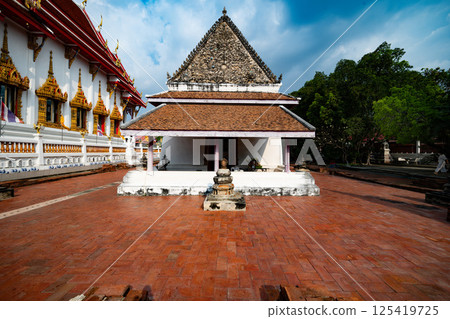 Nonthaburi, Thailand, March 15, 2025, Explore the serene architecture of Wat Chomphuwek 125419725