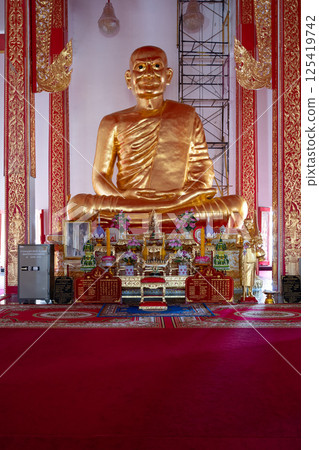 Phra Nakhon Si Ayutthaya, Thailand, December 27, 2024, Golden Buddha statue in Wat Bang Nom Kho 125419742