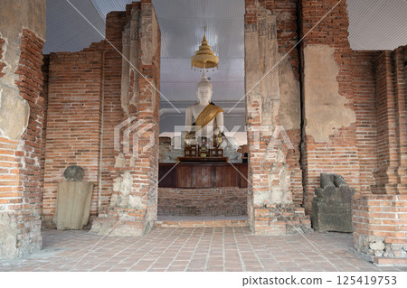 Phra Nakhon Si Ayutthaya, Thailand, December 27, 2024, Buddha statue at Wat Phukhao Thong showcases historical architecture and serene spirituality Phra Nakhon Si Ayutthaya, Thailand, December 27, 2024, Buddha statue at Wat Phukhao Thong showcases historical architecture and serene spirituality 125419753