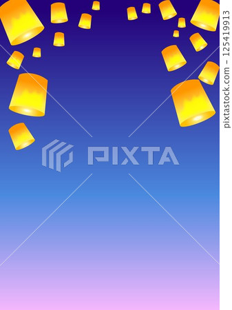 Background frame of many lanterns floating in the sky Background frame of many lanterns floating in the sky 125419913