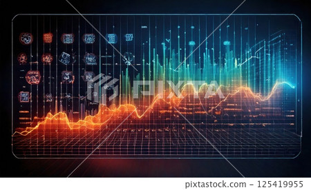 Light and grid minimal UI display (AI generated image) 125419955