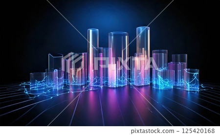 Hologram bar chart futuristic UI configuration (ai generated image) 125420168