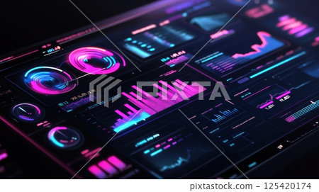 Hologram bar chart futuristic UI configuration (ai generated image) 125420174