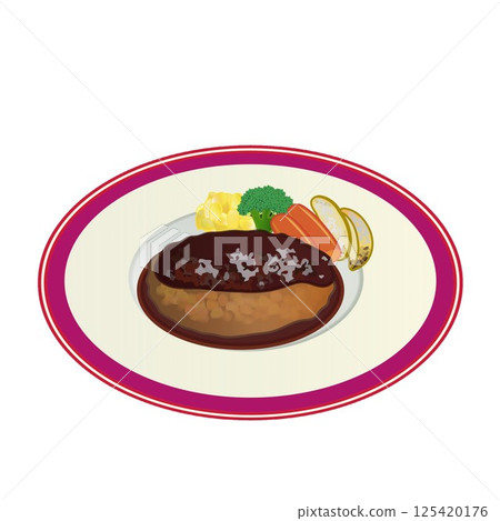 盤子上的漢堡插圖 盤子上的漢堡插圖 125420176