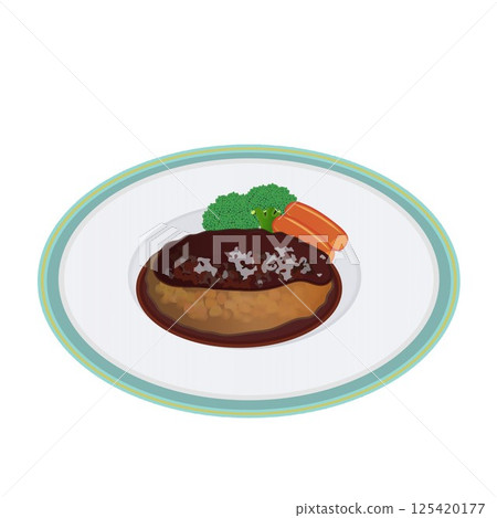 盤子上的漢堡插圖 盤子上的漢堡插圖 125420177