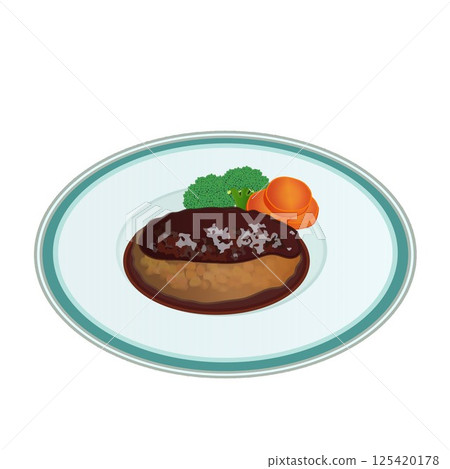 盤子上的漢堡插圖 盤子上的漢堡插圖 125420178