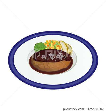 盤子上的漢堡插圖 盤子上的漢堡插圖 125420182