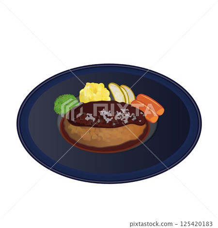 盤子上的漢堡插圖 盤子上的漢堡插圖 125420183