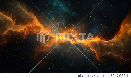 Digital network floating in space (AI generated image) 125420264