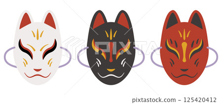 狐狸面具的插圖 125420412