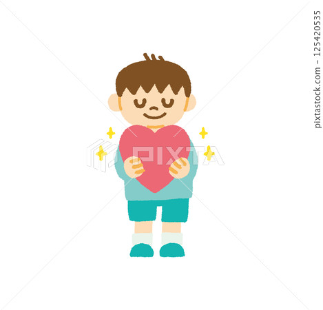 一個充滿愛心、自尊心強、情緒、感情、心靈、手寫的孩子的插圖 125420535