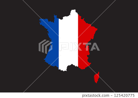France map overlaid with the national flag 125420775