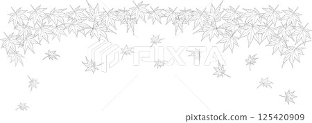 楓葉在風中舞動單色線條插畫素材 125420909