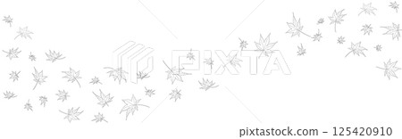 楓葉在風中舞動單色線條插畫素材 125420910