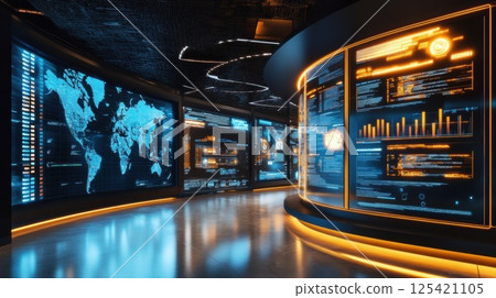 Floating screen and global data UI (ai generated images) 125421105