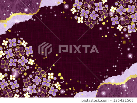 Paper cutting, hydrangea, rainy season, background, Japanese style, purple, cute, illustration Paper cutting, hydrangea, rainy season, background, Japanese style, purple, cute, illustration 125421505