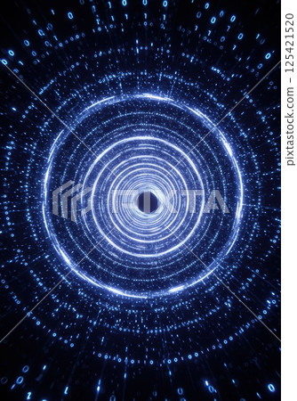 Information tunnel with luminous spirals (AI generated image) 125421520