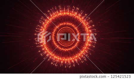 Information tunnel with luminous spirals (AI generated image) 125421523