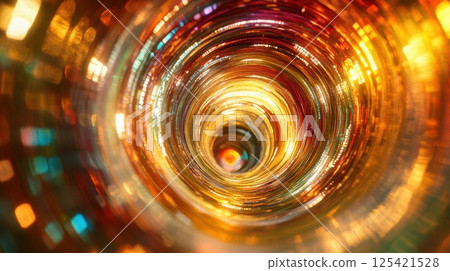 Information tunnel with luminous spirals (AI generated image) 125421528