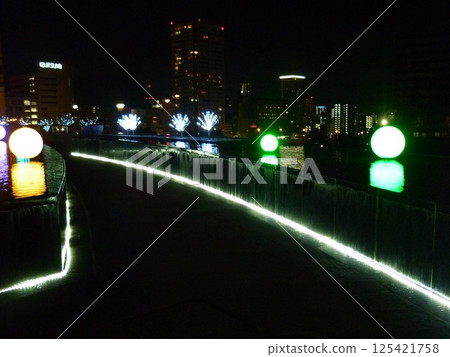 Riverwalk observation terrace illuminated Riverwalk observation terrace illuminated 125421758