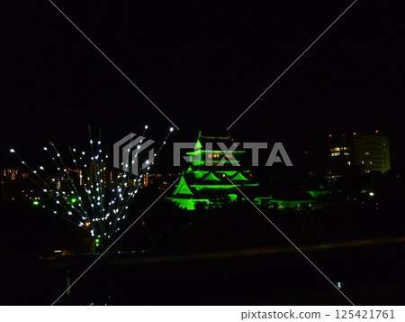 Kokura Castle as seen from the Riverwalk observation terrace Kokura Castle as seen from the Riverwalk observation terrace 125421761