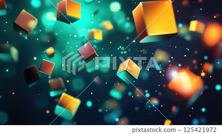 Violet x Cyan synchronized hologram (AI generated image) 125421972