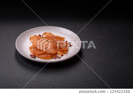 Jerky, dried chicken meat with salt and spices Jerky, dried chicken meat with salt and spices 125422288