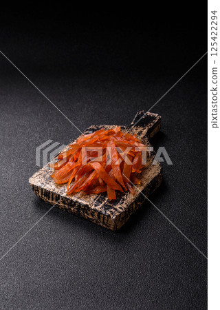 Jerky, dried turkey meat with salt and spices Jerky, dried turkey meat with salt and spices 125422294