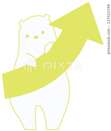 一支緩緩升起的箭和一隻北極熊（黃色） 125422348