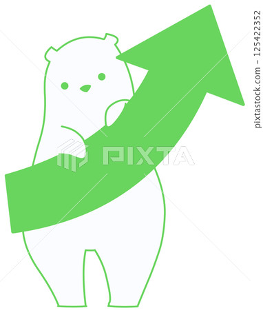 A gently rising arrow and a polar bear (green) 125422352