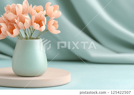 vase with pink flowers in vase vase with pink flowers in vase 125422507