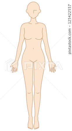 一位面向前方的女性的簡單裸體插圖 一位面向前方的女性的簡單裸體插圖 125422557