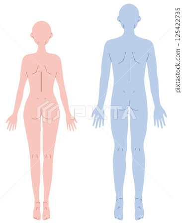 Simple nude illustration of a man and woman from behind 125422735