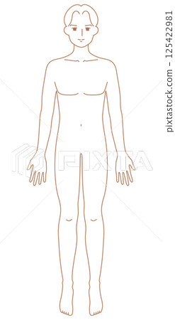 一位面朝前方的男子的簡單裸體插圖 125422981
