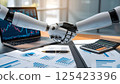 robot hand with financial data 125423396