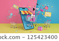 shopping cart on smartphone 125423400