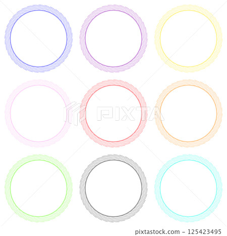 一組 9 個細圓形框架,帶有彩色線條 一組 9 個細圓形框架,帶有彩色線條 125423495
