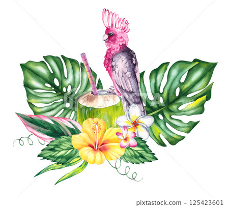Summer tropical set of cute illustrations Summer tropical set of cute illustrations 125423601