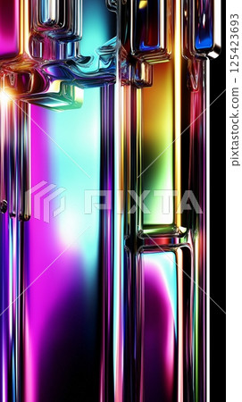 Abstract colorful glass sculpture with vibrant light reflections 125423693