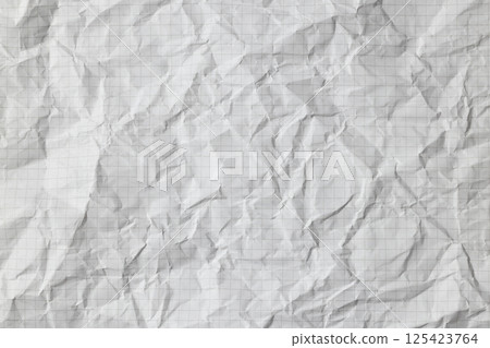 white crumpled wrinkled checkered paper sheet 125423764