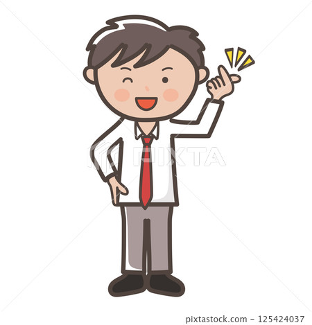 一個可愛的高中男子擺出“Kyun desu”姿勢的全身插圖 125424037