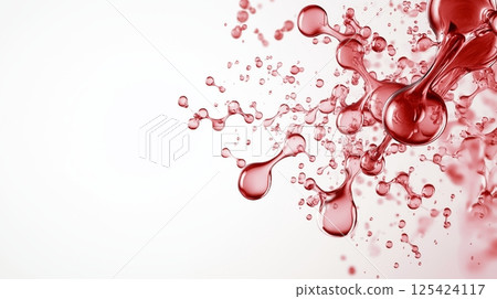 Abstract red liquid molecules on white background 125424117